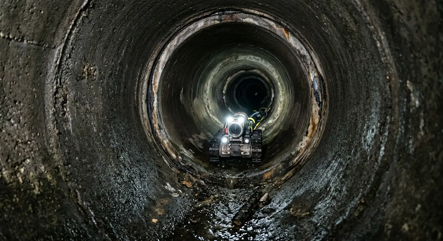Robotic sewer camera inspecting pipe interior for Sewer Line Repair in Dartmouth